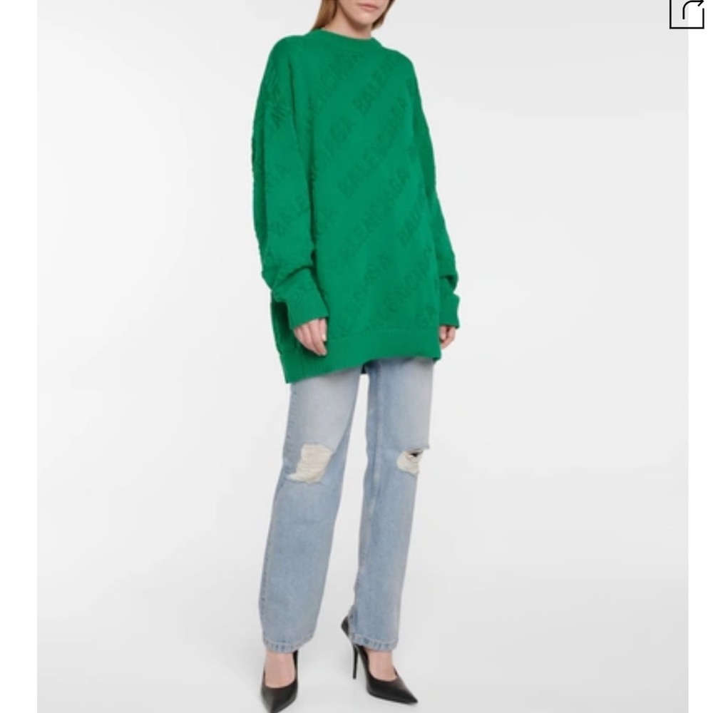 New with tags, Balenciaga Tonal Logo Crewneck Sweater Green